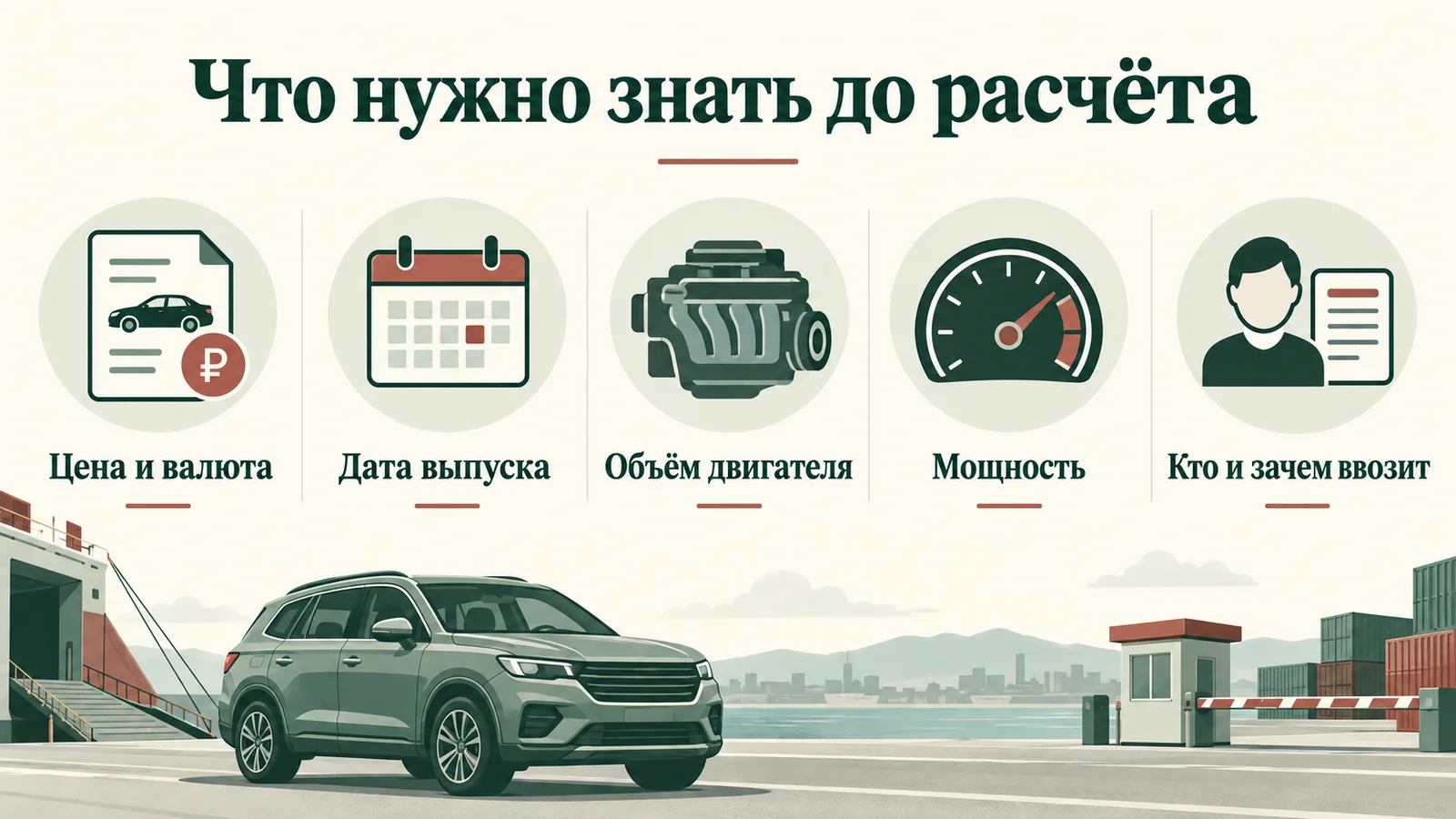 Данные автомобиля, необходимые до расчёта таможенных платежей