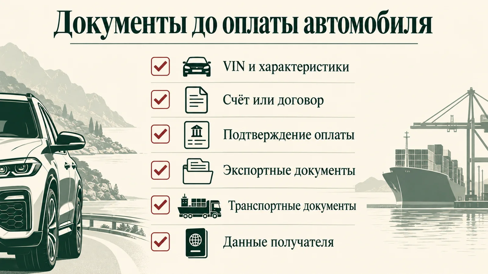 Список документов, которые нужны до оплаты импортного автомобиля
